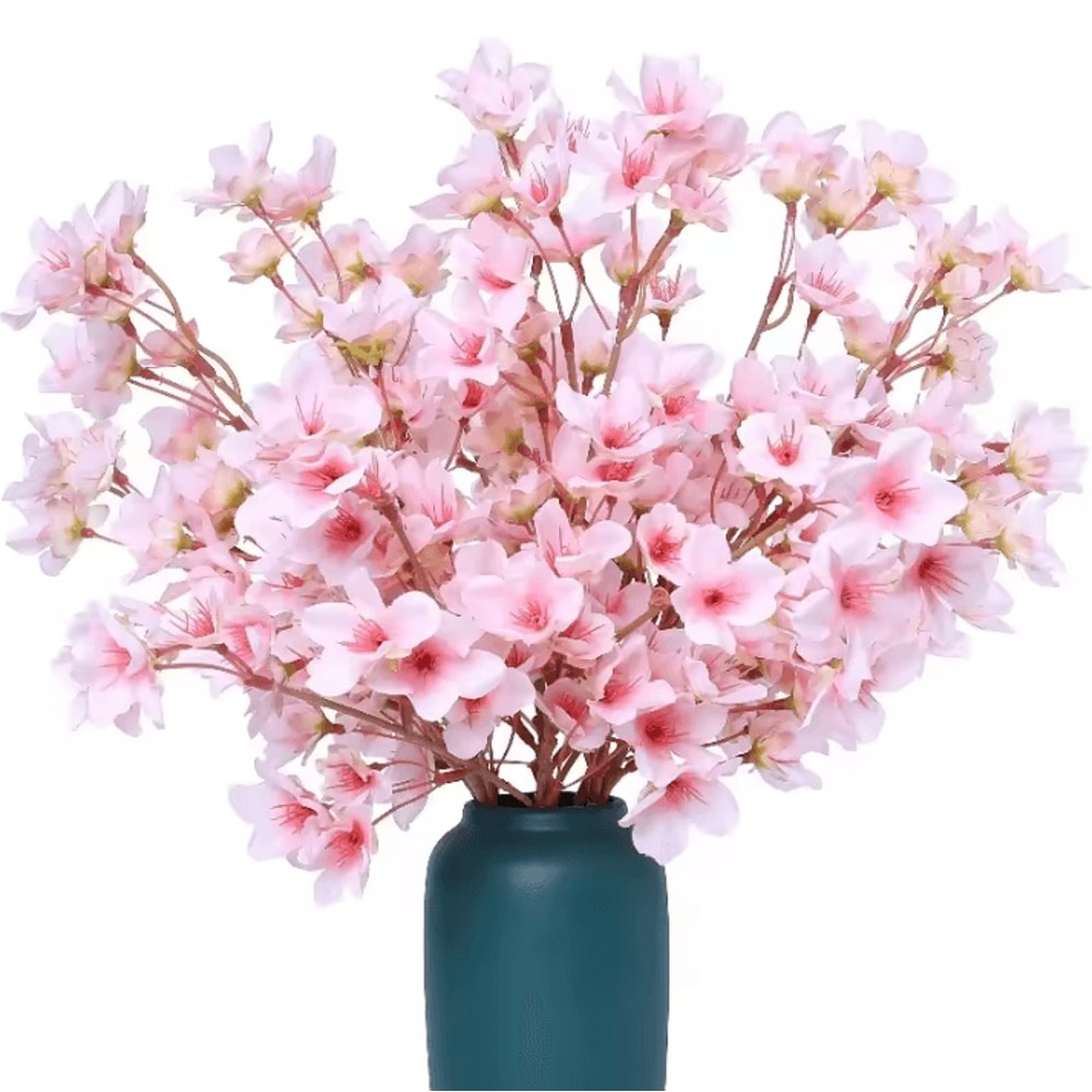 2Pcs Artificial Cherry Blossom Branches Faux Flower Bouquet Decor For Spring Wedding Bedroom Gard 0