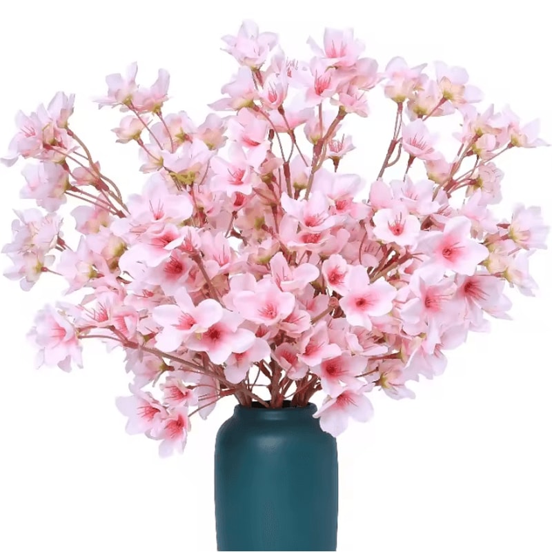 2Pcs Artificial Cherry Blossom Branches Faux Flower Bouquet Decor For Spring Wedding Bedroom Gard 0