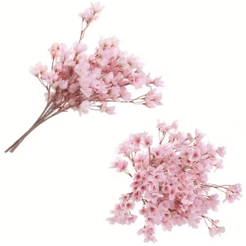 2Pcs Artificial Cherry Blossom Branches Faux Flower Bouquet Decor For Spring Wedding Bedroom Gard 4
