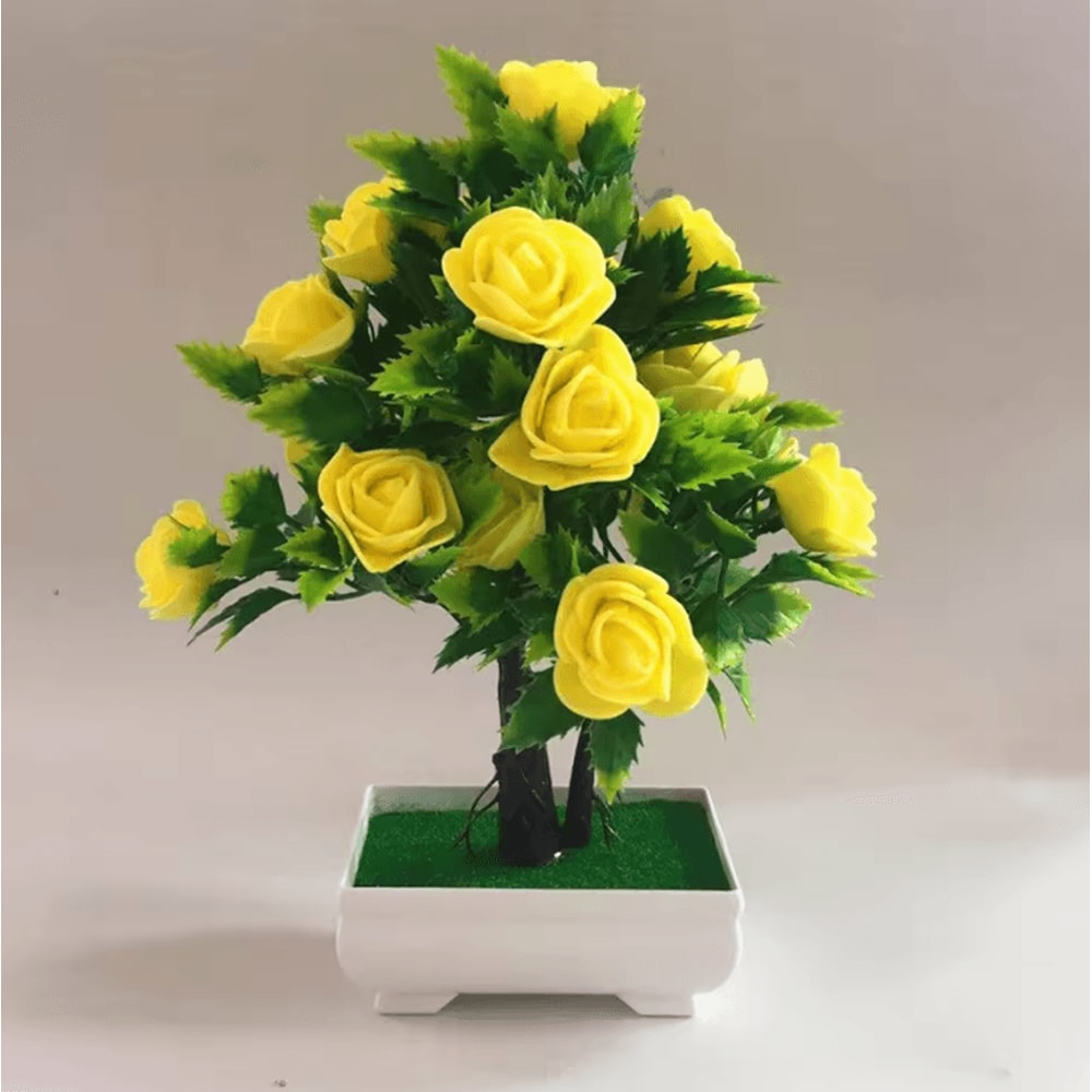 Realistic Artificial Potted Flower Plant Fake Bonsai Plant Decor For Indoor Outdoor Garden Ornamen 0