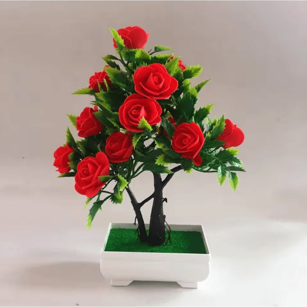 Realistic Artificial Potted Flower Plant Fake Bonsai Plant Decor For Indoor Outdoor Garden Ornamen 1