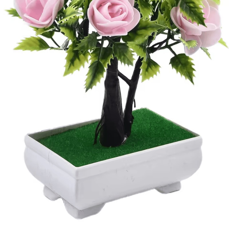 Realistic Artificial Potted Flower Plant Fake Bonsai Plant Decor For Indoor Outdoor Garden Ornamen 3