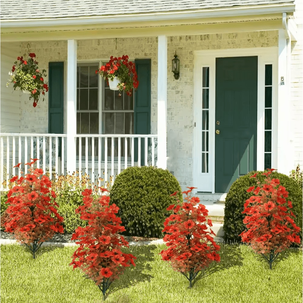 Lifelike Artificial Plant Garden Stake Decorative Porch Ornament With Simulation Flower Lawn Decor 2