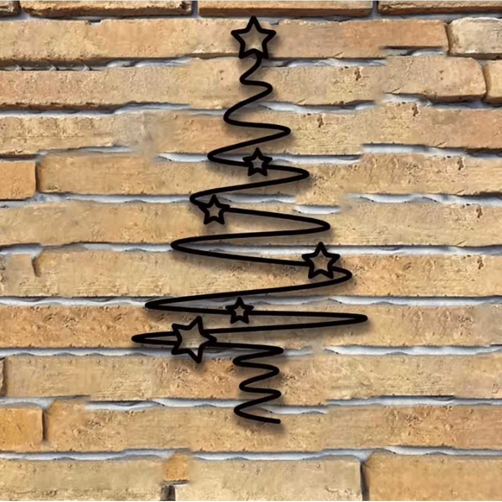 1Pc Metal Christmas Tree Wall Art Indoor Outdoor Holiday Wall Decoration With Star Accent 0