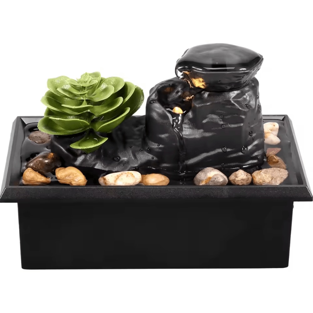 Tabletop Waterfall Fountain With Soft Lights Relaxation And Meditation Home Decor 5