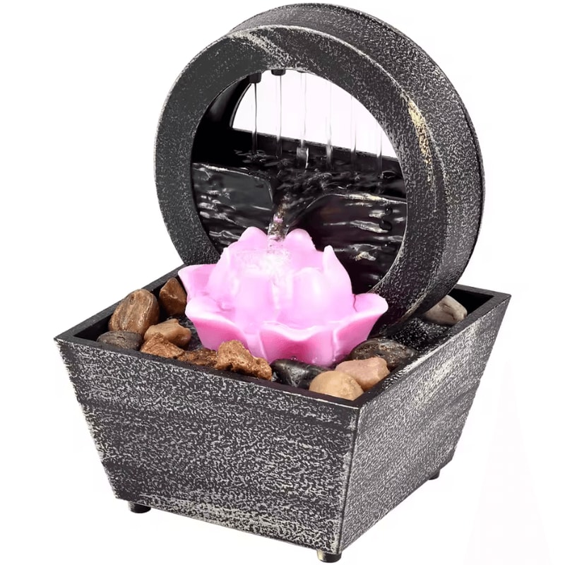 Tabletop Waterfall Fountain With Soft Lights Relaxation And Meditation Home Decor 12
