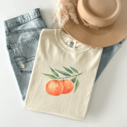 aesthetic oranges shirt vintage fruit t-shirt boho citrus graphic tee for women