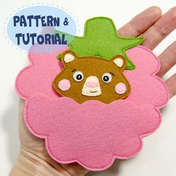 Bear in Raspberry, PDF Pattern and Tutorial, SVG file