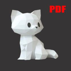 PAPERCRAFT DIAGRAMS, LITTLE KITTEN,PDF.a cat made of paper