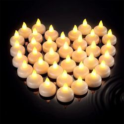 12Pcs Flickering Flameless LED Candles Light Lamp Waterproof Floating On Water LED Tea Light Battery Operated For Pool B