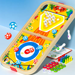 multi in one wooden game chess bounce bowling ice hockey flying chess for family party fun kids adults