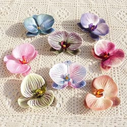 3d print orchid head silicone cotton artificial butterfly flowers wedding souvenir party decor gift box headdress