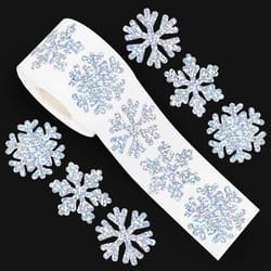 laser silver winter snowflake stickers roll of christmas waterproof self-adhesive