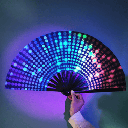 craft fan with vibrant patterns fluorescent folding fan for halloween dance