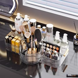 rotating acrylic cosmetics storage box large capacity organizer for makeup brushes & lipstick