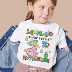 personalized super kid mario back to school shirt, level up shirt, first day of school shirt, cute back to school shirt,