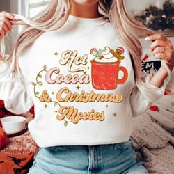 retro hot cocoa & christmas movies,love christmas png,groovy christmas png,retro christmas sublimation,cute christmas pn