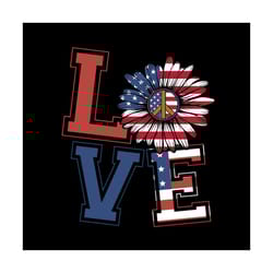 love america sunflower svg, independence svg, peace love svg, peace svg, july 4th svg, sunflower svg, flag flower svg, p