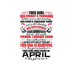this girl was born in april this girl is me svg, birthday svg, birthday girl svg, april birthday svg, april girl svg, bo