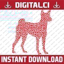basenji dog lover hearts png, love basenji valentine png, dog lover valentines day, valentine's day png sublimation desi