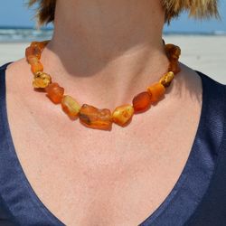 Amber necklace, raw Baltic amber beads, healing necklace