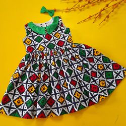 Green Dress For Girls, Birthday Dress For Toddlers, Gift For Girls, Toddlers Dresses, African Print Dress For Children