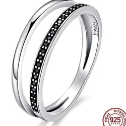 bamoer sterling silver double circle cz stackable ring - fine jewelry gift