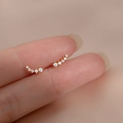 925 sterling silver korean pave zircon mini stud earrings for teens - daily & party piercing jewelry