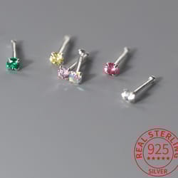 inzatt 925 sterling silver cz stud earrings for women - single zircon, non-removable beads, fine jewelry