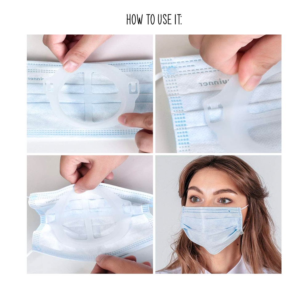 Protective mask bracket to prevent lipstick stains