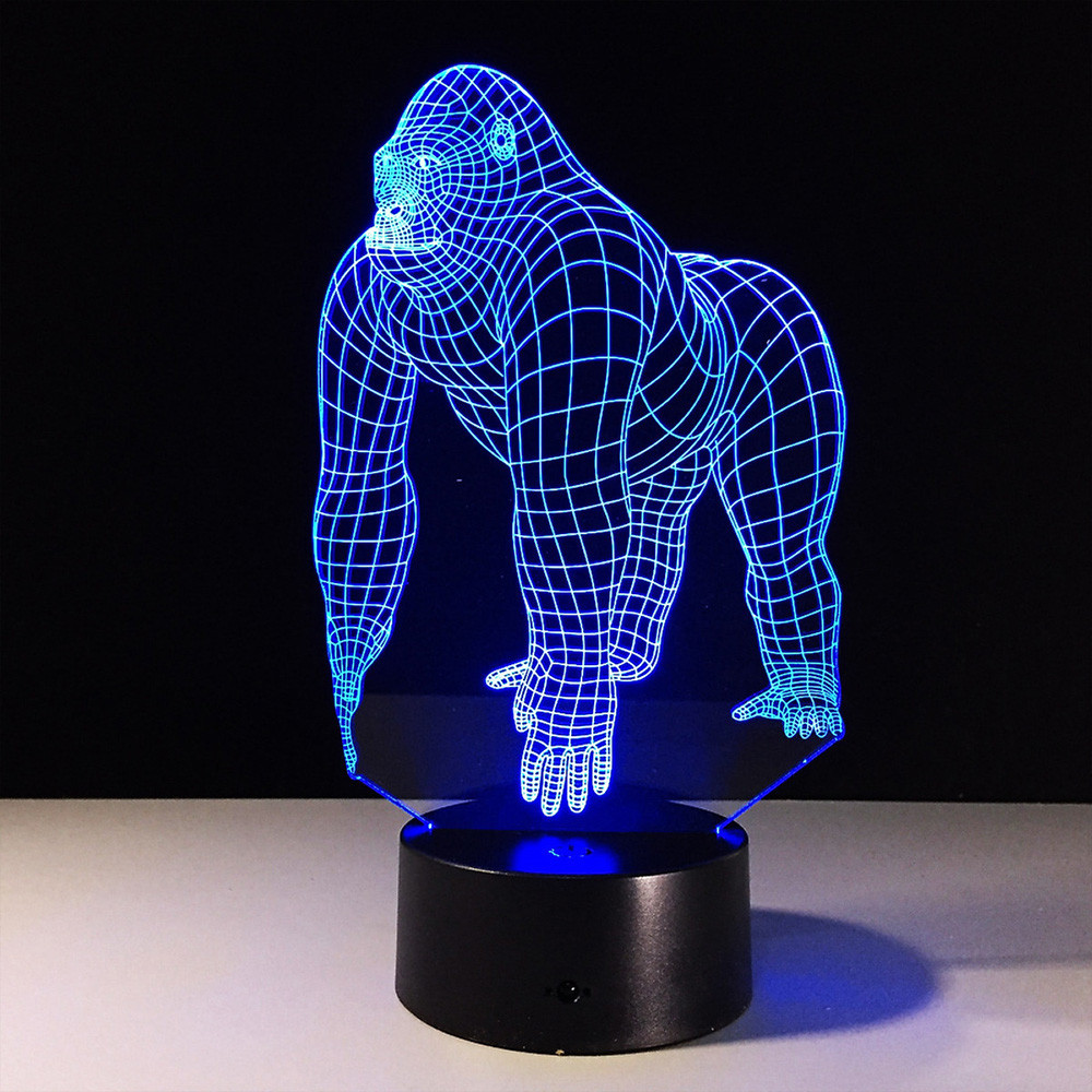 3D Illusion LED Gorilla Lamp With 7 Switchable Colors 3