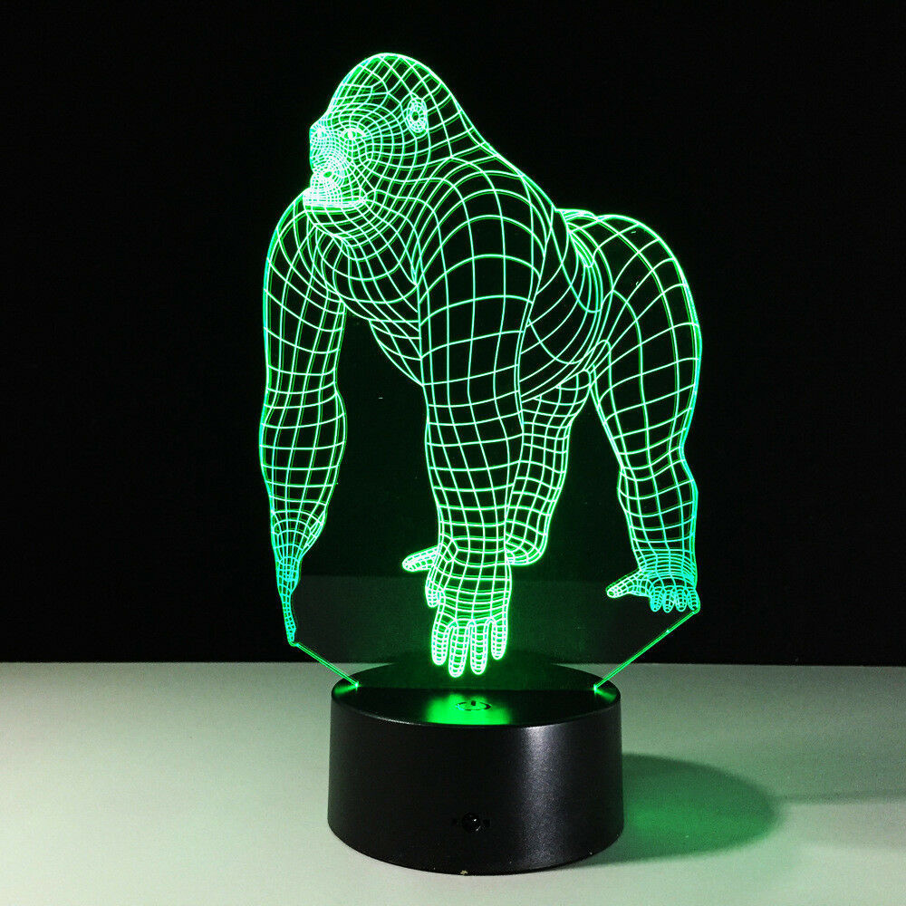 3D Illusion LED Gorilla Lamp With 7 Switchable Colors 4