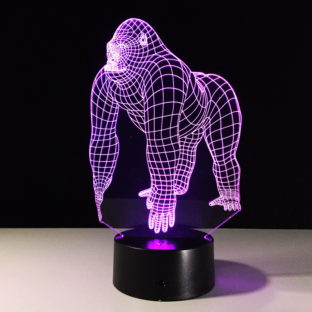 3D Illusion LED Gorilla Lamp With 7 Switchable Colors 6