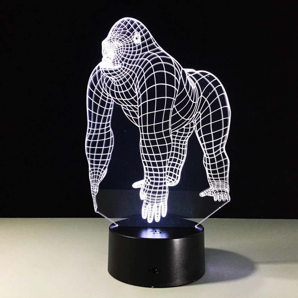 3D Illusion LED Gorilla Lamp With 7 Switchable Colors 9