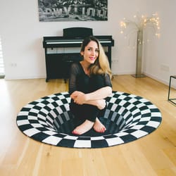 3d optical illusion rug (black & white)