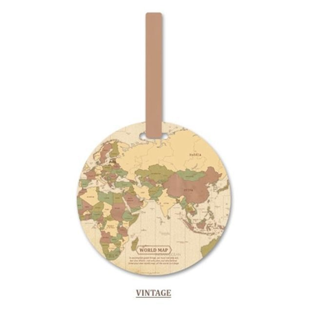 Map Of The World Luggage TagVintage