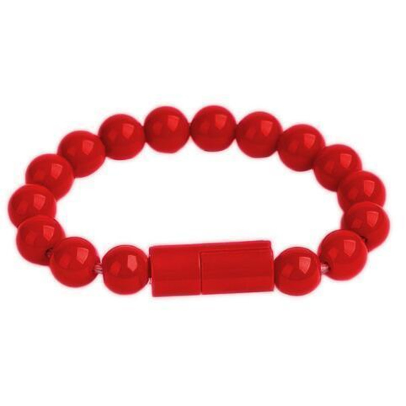 Beaded Charging Bracelet red