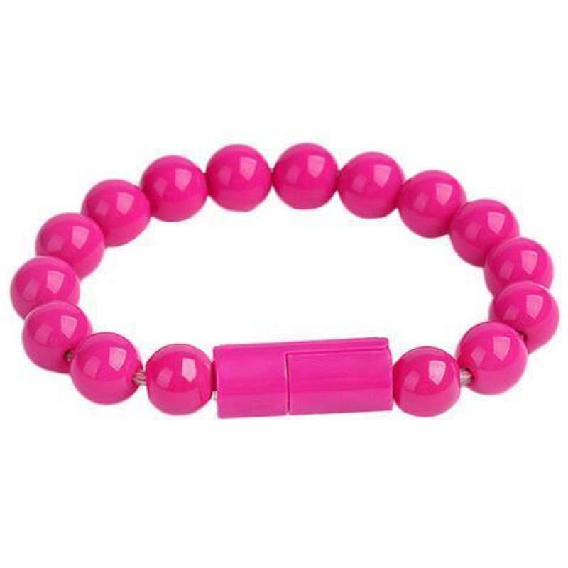 Beaded Charging Bracelet dark pink