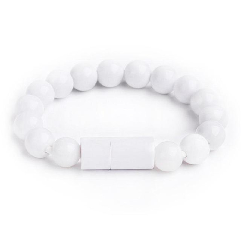 Beaded Charging Bracelet white