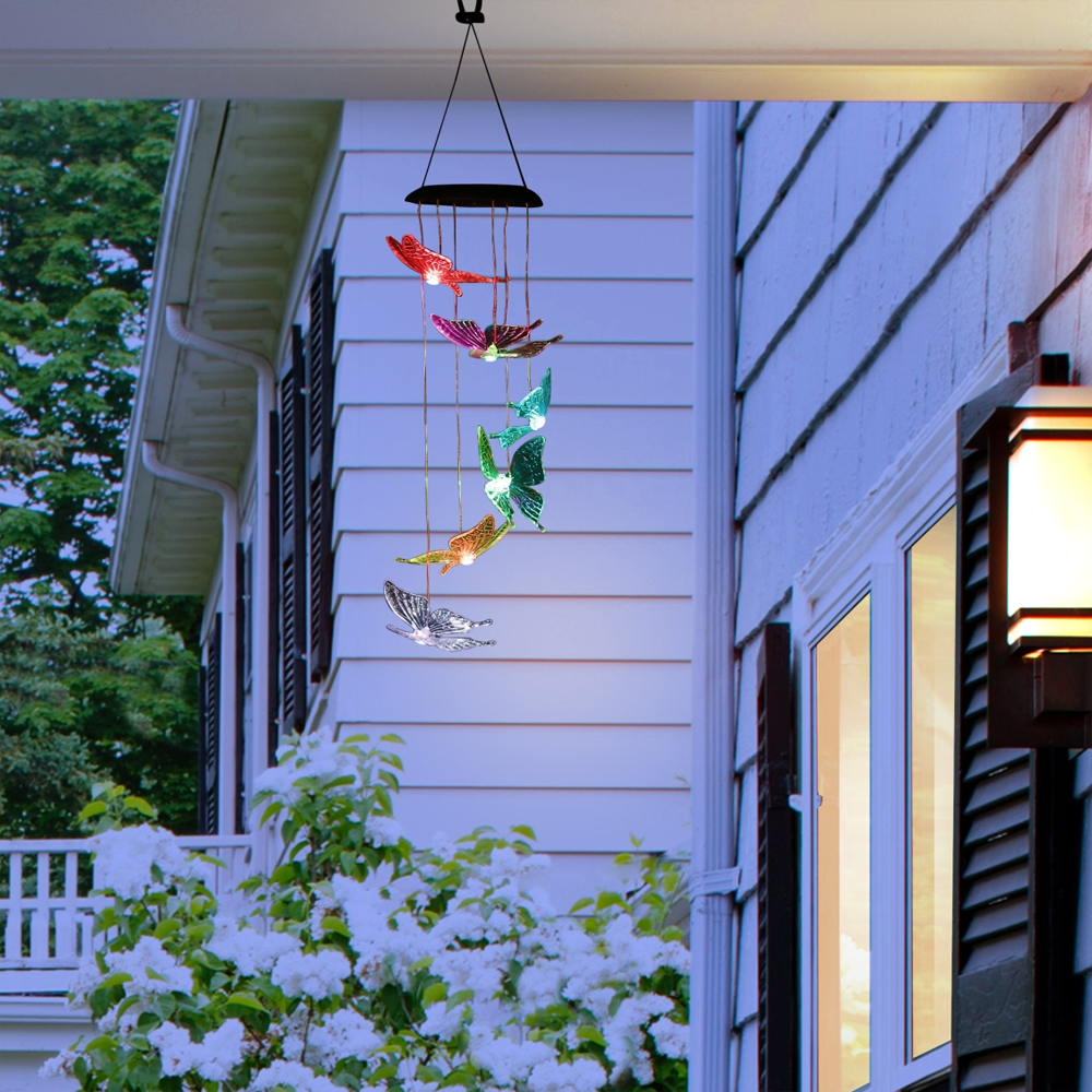 Color-Changing LED Solar Butterfly Outdoor Wind Chimes 2
