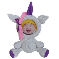 handmade crochet animals photo frame - cute & cuddly designs