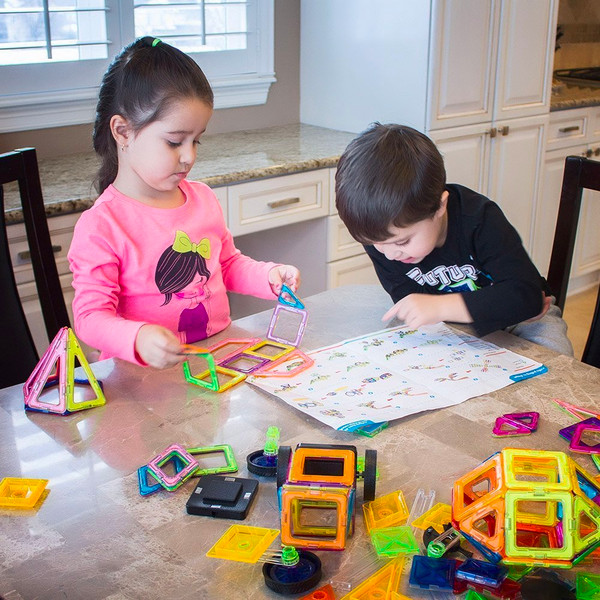 Magnetic Building Blocks For Kids (111 Pieces)