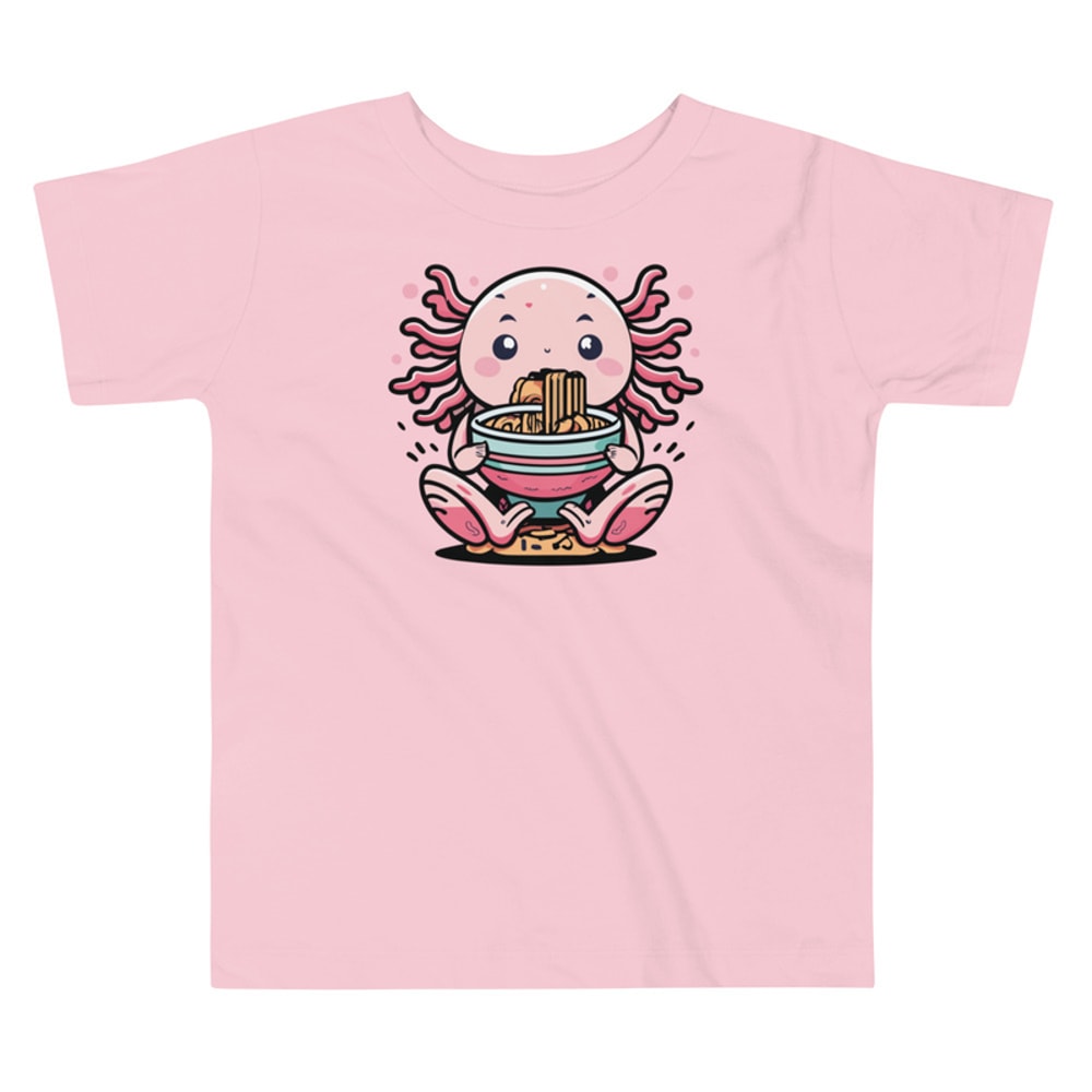 KAWAII AXOLOTL EATING RAMEN ANIME Toddler Short Sleeve Tee 2