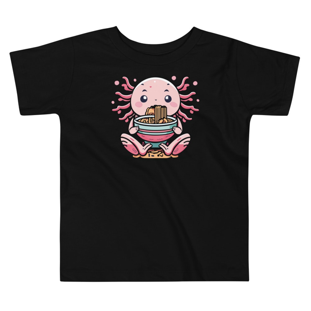 KAWAII AXOLOTL EATING RAMEN ANIME Toddler Short Sleeve Tee 2