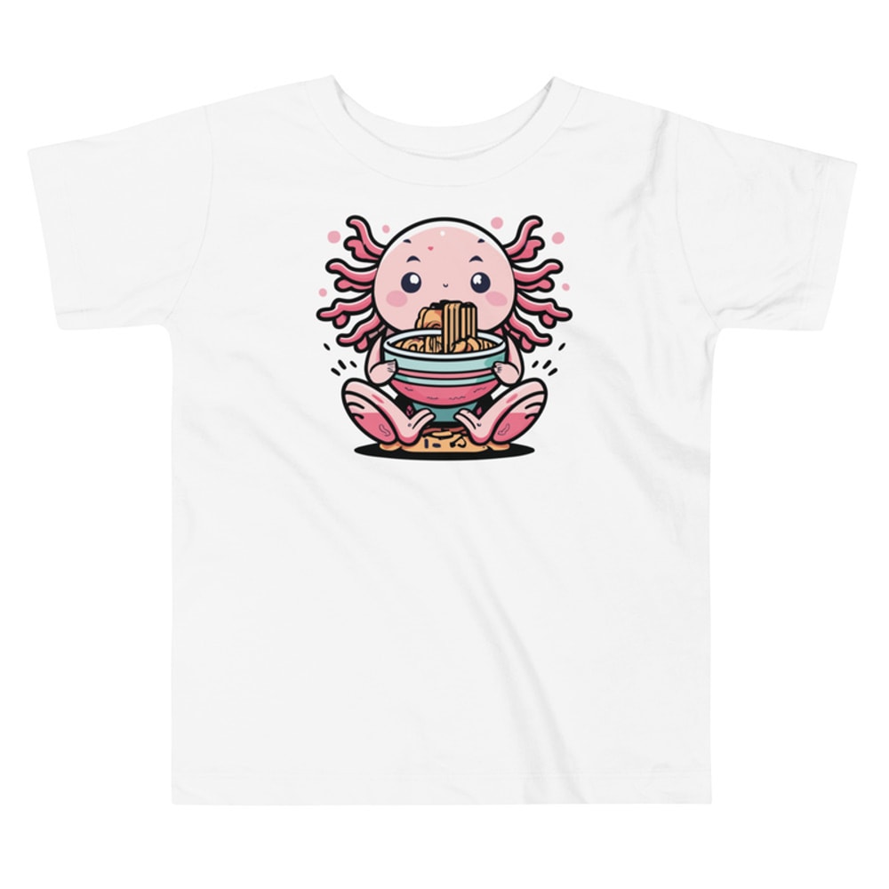 KAWAII AXOLOTL EATING RAMEN ANIME Toddler Short Sleeve Tee 2