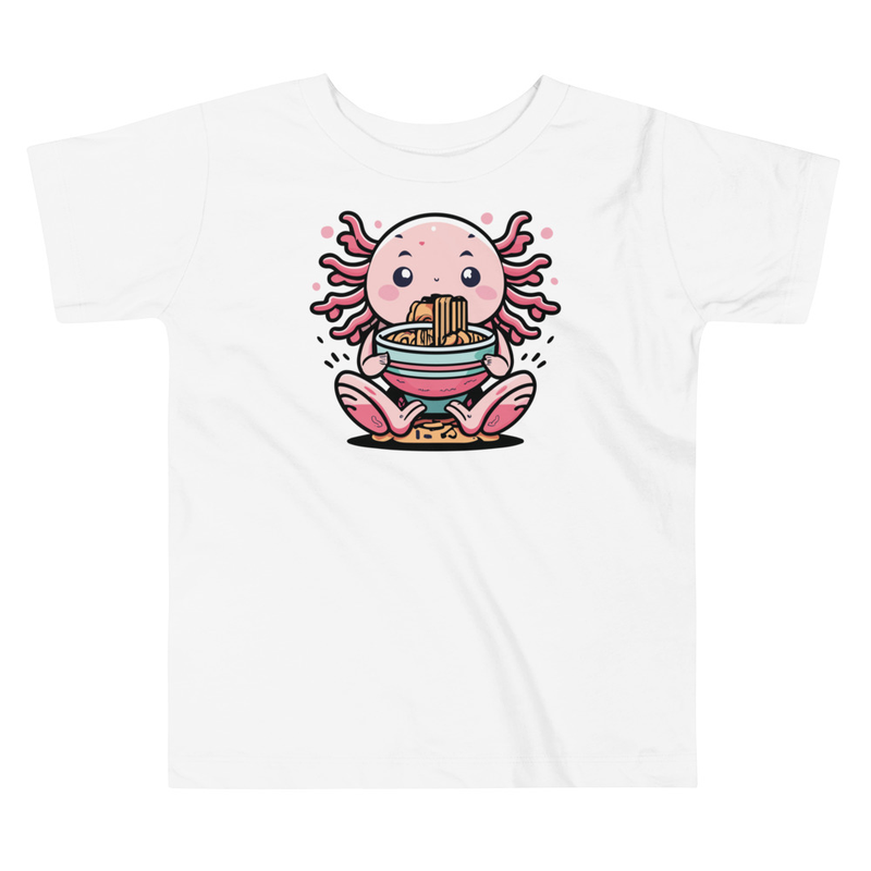 KAWAII AXOLOTL EATING RAMEN ANIME Toddler Short Sleeve Tee 2