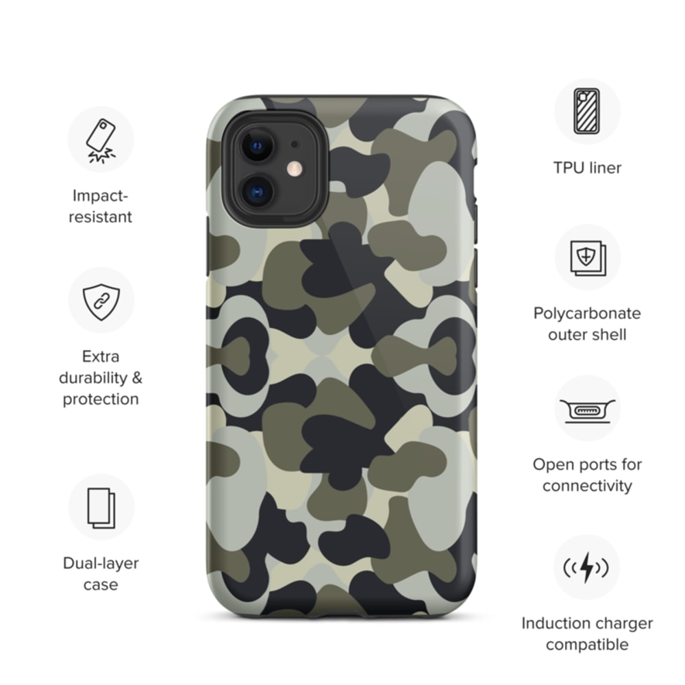 Camo Military Black Gray Khaki Pattern Tough Case for iPhone®