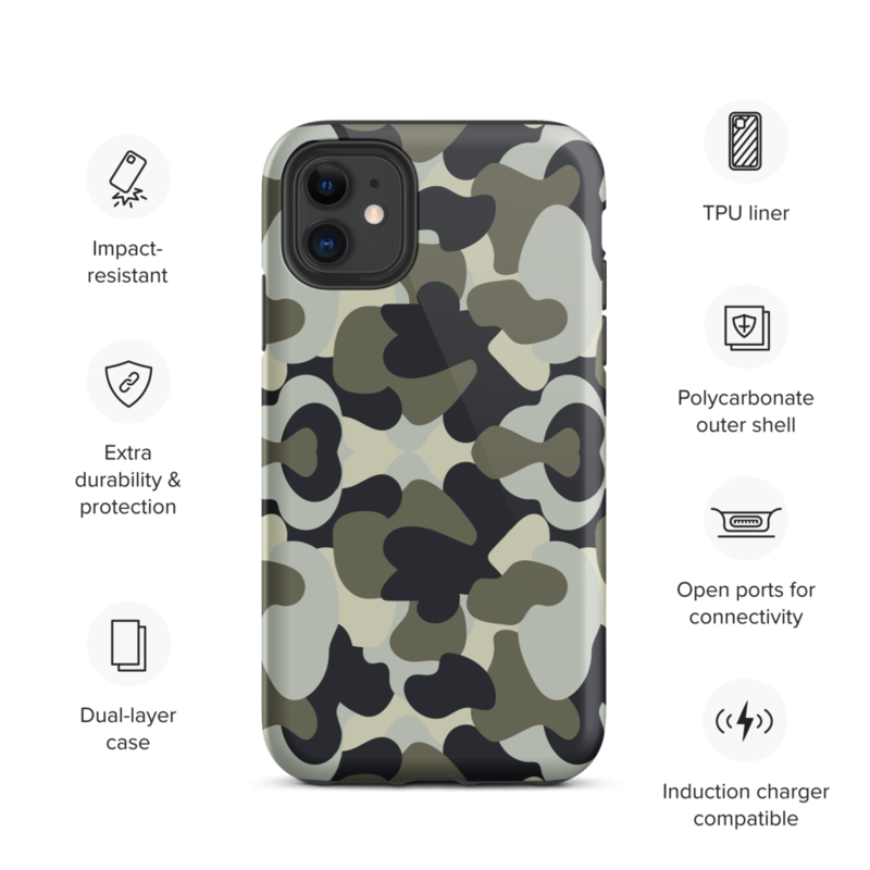 Camo Military Black Gray Khaki Pattern Tough Case for iPhone®