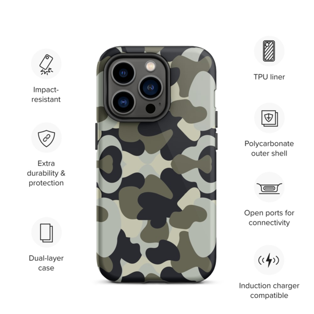 Camo Military Black Gray Khaki Pattern Tough Case for iPhone®