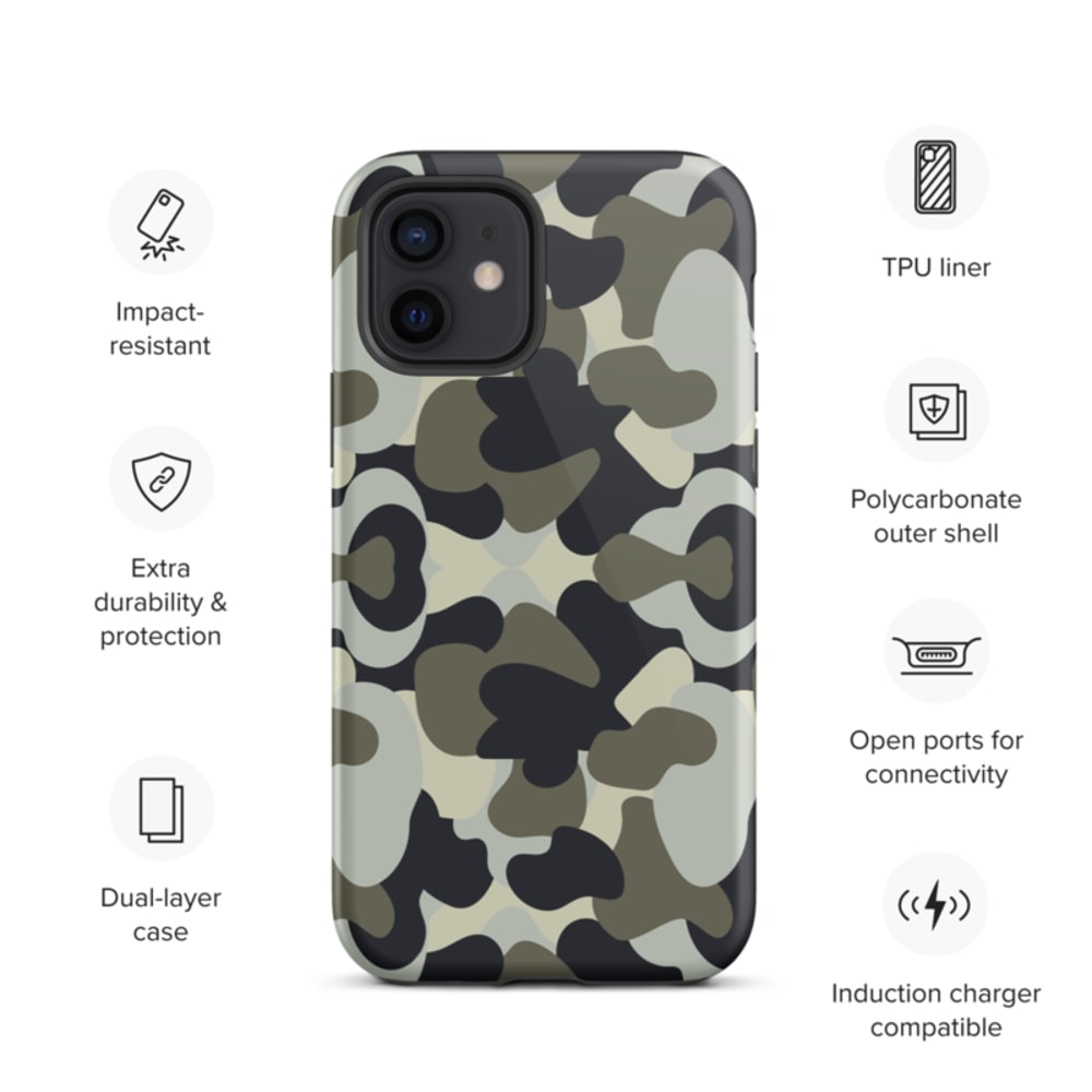 Camo Military Black Gray Khaki Pattern Tough Case for iPhone®